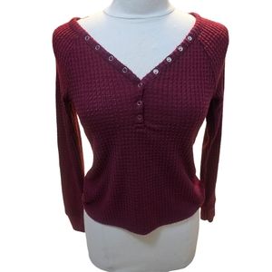 Burgundy Long Sleeve Button Up Shirt